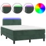 Box spring bed with mattress and LED dark green velvet 120x190cm by , Beds and slatted bases - Ref: Foro24-3270150, Price: 39...
