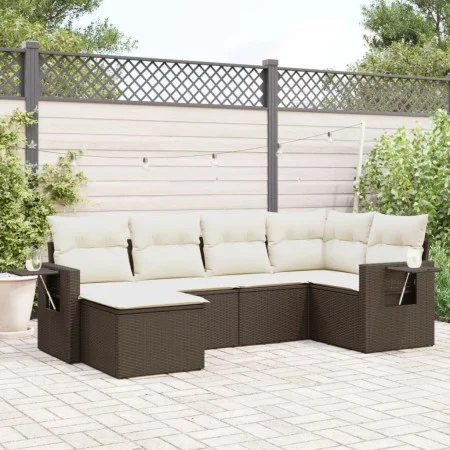 6-teiliges Gartensofa-Set und braune synthetische Rattankissen von , Gartensets - Ref: Foro24-3220462, Preis: 403,87 €, Rabat...
