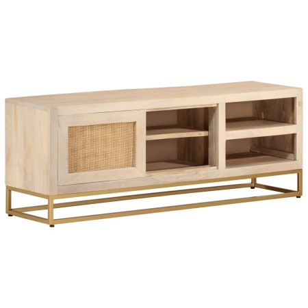 Mueble de TV madera maciza de mango y hierro 110x30x40 cm