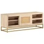 TV-Schrank aus massivem Mangoholz und Eisen, 110 x 30 x 40 cm von , CD- und DVD-Speicher - Ref: Foro24-372022, Preis: 143,75 ...