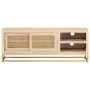 Mueble de TV madera maciza de mango y hierro 110x30x40 cm de , Almacenamiento para CD y DVD - Ref: Foro24-372022, Precio: 143...