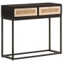 Solid mango wood and black iron console table 90x30x76 cm by , Side tables - Ref: Foro24-372003, Price: 108,37 €, Discount: %