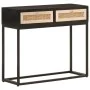 Solid mango wood and black iron console table 90x30x76 cm by , Side tables - Ref: Foro24-372003, Price: 107,41 €, Discount: %