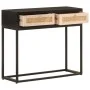 Solid mango wood and black iron console table 90x30x76 cm by , Side tables - Ref: Foro24-372003, Price: 107,41 €, Discount: %