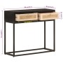 Solid mango wood and black iron console table 90x30x76 cm by , Side tables - Ref: Foro24-372003, Price: 108,37 €, Discount: %