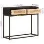 Solid mango wood and black iron console table 90x30x76 cm by , Side tables - Ref: Foro24-372003, Price: 107,41 €, Discount: %