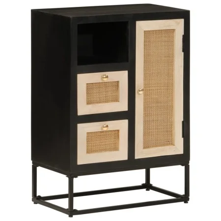Iron and solid black mango wood sideboard 55x30x76 cm by , Lockers and storage cabinets - Ref: Foro24-372001, Price: 135,28 €...
