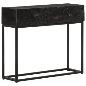 Mesa consola madera maciza de mango y hierro negro 90x30x76 cm de , Taquillas y armarios de almacenamiento - Ref: Foro24-3720...