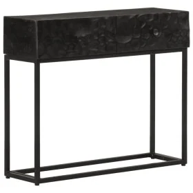 Mesa consola madera maciza de mango y hierro negro 90x30x76 cm by , Lockers and storage cabinets - Ref: Foro24-372008, Price:...