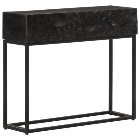 Mesa consola madera maciza de mango y hierro negro 90x30x76 cm by , Lockers and storage cabinets - Ref: Foro24-372008, Price:...