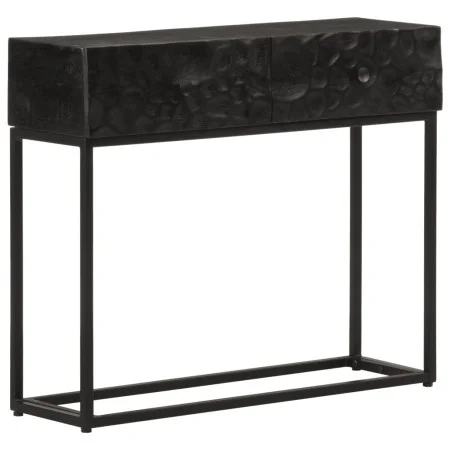 Mesa consola madera maciza de mango y hierro negro 90x30x76 cm by , Lockers and storage cabinets - Ref: Foro24-372008, Price:...