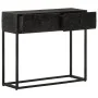 Mesa consola madera maciza de mango y hierro negro 90x30x76 cm by , Lockers and storage cabinets - Ref: Foro24-372008, Price:...