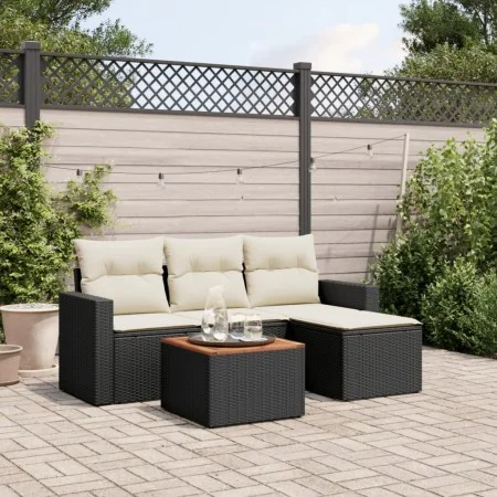 5-piece garden furniture set and black synthetic rattan cushions by , Garden sets - Ref: Foro24-3256420, Price: 288,32 €, Dis...