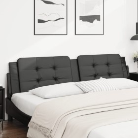 Cabecero de cama acolchado cuero sintético negro 200 cm