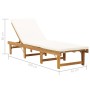 Tumbona plegable con cojín madera maciza de acacia de vidaXL, Tumbonas - Ref: Foro24-46490, Precio: 220,20 €, Descuento: %