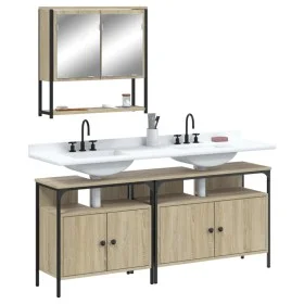 Set de muebles de baño 3 pzas madera contrachapada roble Sonoma de , Muebles de baño - Ref: Foro24-3214666, Precio: 168,83 €,...