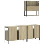 Set de muebles de baño 3 pzas madera contrachapada roble Sonoma