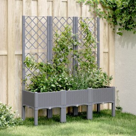 Jardinera con enrejado PP gris 120x40x142 cm