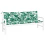 Garden bench cushions 2 pcs fabric leaf print 180x50x7 cm by , Cushions for chairs and sofas - Ref: Foro24-379098, Price: 57,...
