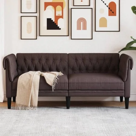 Chesterfield 2 seater sofa dark brown fabric by , Sofas - Ref: Foro24-372550, Price: 299,62 €, Discount: %