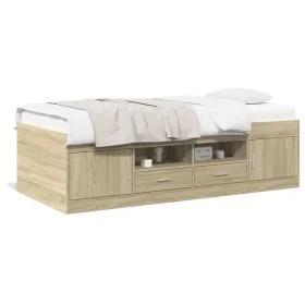 Lounger with Sonoma oak engineered wood drawers 90x200 cm by , Beds and slatted bases - Ref: Foro24-3280246, Price: 262,59 €,...