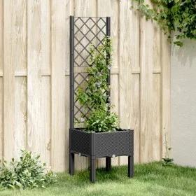 Planter with black PP trellis 40x40x142 cm by , Pots and planters - Ref: Foro24-367918, Price: 55,43 €, Discount: %