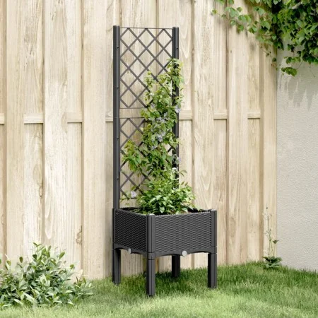 Planter with black PP trellis 40x40x142 cm by , Pots and planters - Ref: Foro24-367918, Price: 55,43 €, Discount: %