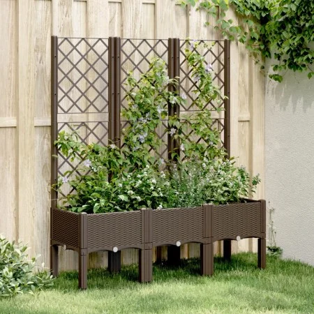 Planter with brown PP trellis 120x40x142 cm by , Pots and planters - Ref: Foro24-367930, Price: 116,26 €, Discount: %