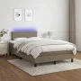 Box spring bed with mattress and LED taupe gray fabric 120x190 cm by , Beds and slatted bases - Ref: Foro24-3270029, Price: 3...