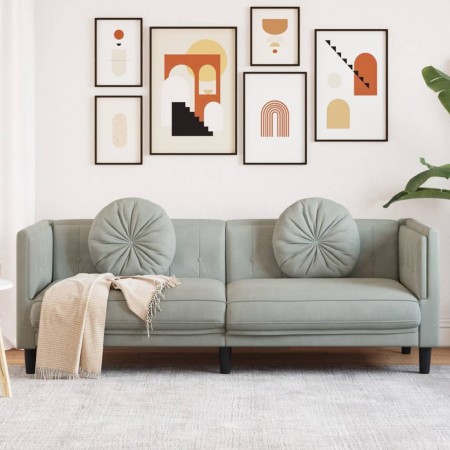 3-Sitzer-Sofa aus hellgrauem Samt mit Kissen von , Sofas - Ref: Foro24-372642, Preis: 240,23 €, Rabatt: %