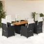 Set de comedor de jardín 7 pzas y cojines ratán sintético negro de , Conjuntos de jardín - Ref: Foro24-3212272, Precio: 879,4...