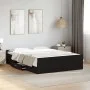 Black engineered wood bed with drawers 140x190 cm by , Beds and slatted bases - Ref: Foro24-3280308, Price: 162,53 €, Discoun...