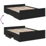 Black engineered wood bed with drawers 140x190 cm by , Beds and slatted bases - Ref: Foro24-3280308, Price: 162,53 €, Discoun...
