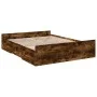 Smoked oak engineered wood bed with drawers 150x200 cm by , Beds and slatted bases - Ref: Foro24-3280290, Price: 147,61 €, Di...