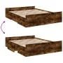 Smoked oak engineered wood bed with drawers 150x200 cm by , Beds and slatted bases - Ref: Foro24-3280290, Price: 147,61 €, Di...