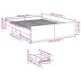 Smoked oak engineered wood bed with drawers 150x200 cm by , Beds and slatted bases - Ref: Foro24-3280290, Price: 147,61 €, Di...