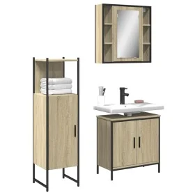 Set de muebles de baño 3 pzas madera contrachapada roble sonoma de , Muebles de baño - Ref: Foro24-3214761, Precio: 203,98 €,...