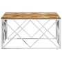 Mesa de centro acero inoxidable y madera reciclada plateada de vidaXL, Mesas de centro - Ref: Foro24-349976, Precio: 93,73 €,...