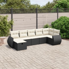 Set de comedor de jardín 7 pzas y cojines ratán sintético negro de , Conjuntos de jardín - Ref: Foro24-3264122, Precio: 407,6...