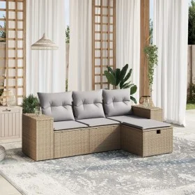 Juego de sofás jardín con cojines beige mezcla 4 pzas ratán PE by , Garden sets - Ref: Foro24-3264375, Price: 273,05 €, Disco...