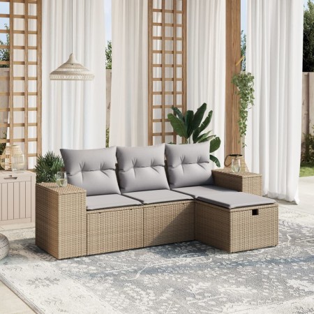 Juego de sofás jardín con cojines beige mezcla 4 pzas ratán PE by , Garden sets - Ref: Foro24-3264375, Price: 268,63 €, Disco...