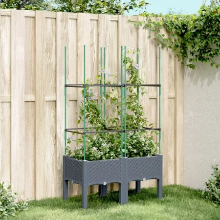 Planter with gray PP trellis 80x40x142.5 cm by , Pots and planters - Ref: Foro24-367951, Price: 41,20 €, Discount: %