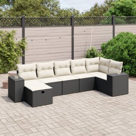 Garten-Essgruppe 7-teilig mit schwarzen Polstern aus synthetischem Rattan. von , Gartensets - Ref: Foro24-3264452, Preis: 403...