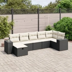 Set de comedor de jardín 7 pzas y cojines ratán sintético negro by , Garden sets - Ref: Foro24-3264452, Price: 442,03 €, Disc...