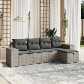 Garden sofa set with cushions 5 pieces gray synthetic rattan by , Garden sets - Ref: Foro24-3264396, Price: 319,98 €, Discoun...