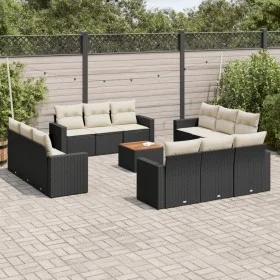 Garden sofa and cushion set 13 pieces black synthetic rattan by , Garden sets - Ref: Foro24-3256385, Price: 855,60 €, Discoun...