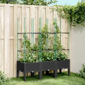 Planter with black PP trellis 120x40x142.5 cm by , Pots and planters - Ref: Foro24-367958, Price: 68,50 €, Discount: %
