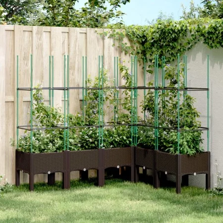 Planter with brown PP trellis 160x120x142.5 cm by , Pots and planters - Ref: Foro24-367970, Price: 122,06 €, Discount: %