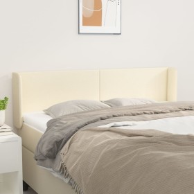 Cabecero de cuero sintético color crema 147x16x78/88 cm