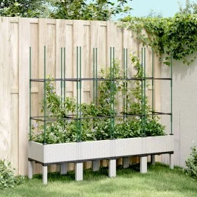 Planter with white PP trellis 160x40x142.5 cm by , Pots and planters - Ref: Foro24-367964, Price: 73,65 €, Discount: %